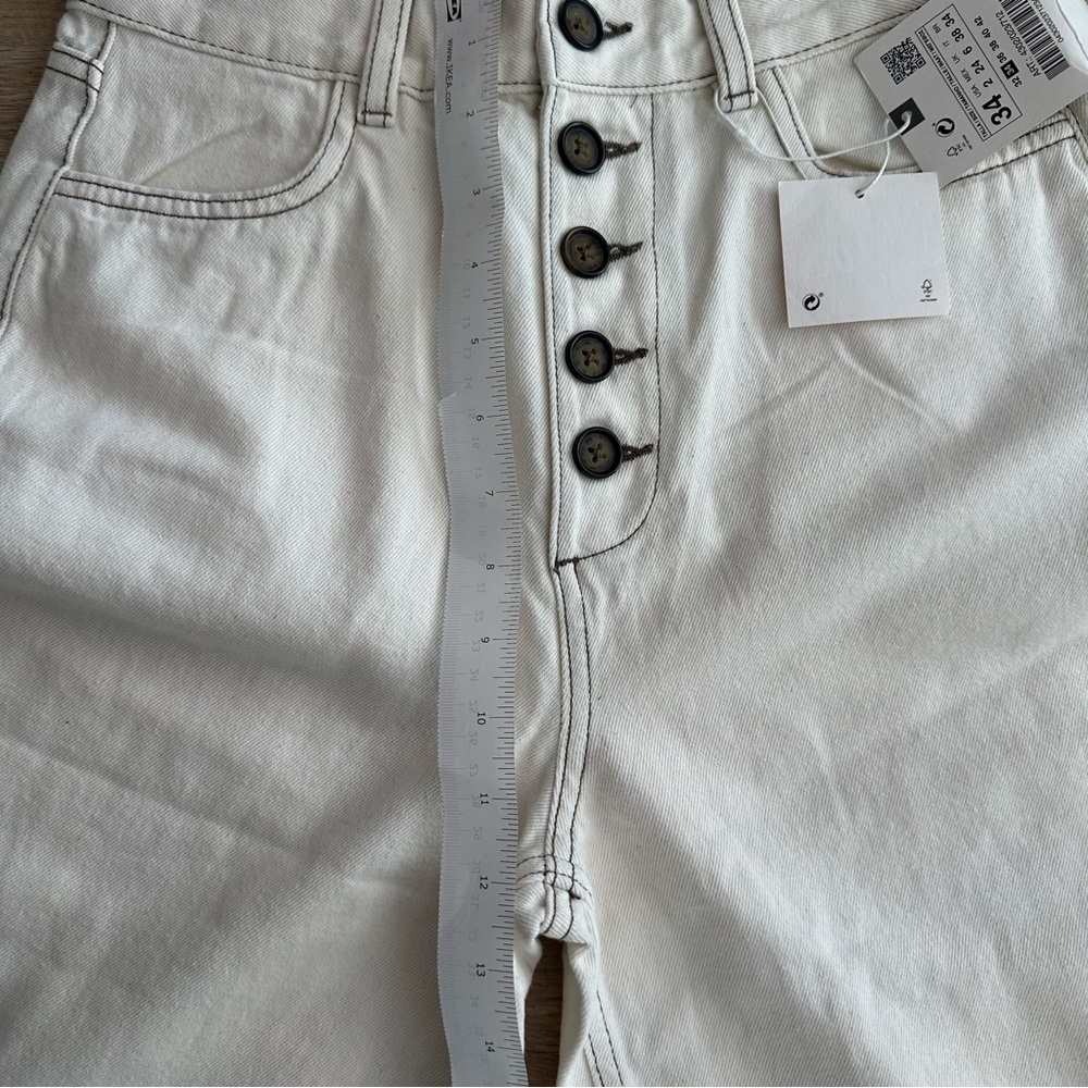 Zara Women’s Cream Wide Leg Jeans - Picture 6 of 11